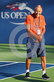 American tennis coach Nick Bollettieri attends Maria Sharapova`s practice for US Open 2017