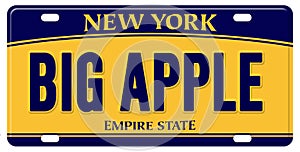 New York License Plate Big Apple photo