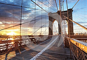 New York, Brooklyn bridge, Lower Manhattan, USA