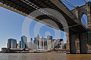 New York Brooklyn Bridge with Manhattan as backgro