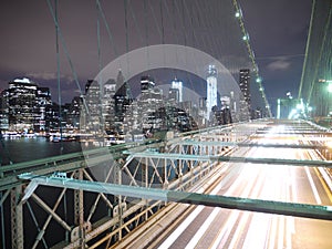 New York, Brooklyn Bridge at night