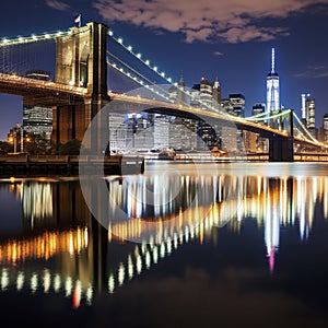 new york brooklyn bridge night