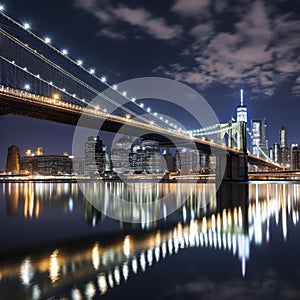 new york brooklyn bridge night