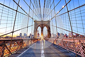 New York, Brooklyn bridge at nigth, USA