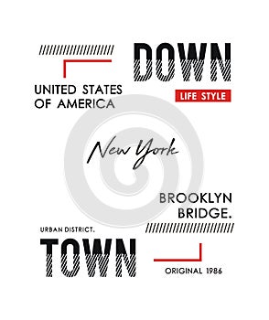 New York, Brooklyn bridge, tee t-shirt, vector illustration,