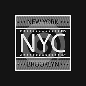 New York, Brooklyn - modern typography for design clothes, athletic t-shirt. Graphics for print product, apparel. Vector.