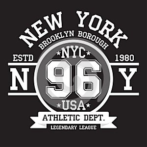 New York, Brooklyn typography for t-shirt print. Sports, athletic t-shirt graphics photo