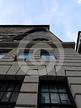 New York building directly below balconies