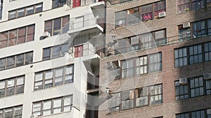 New York building facade on cold winter day