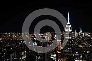 New York skyline from top of the rock at night