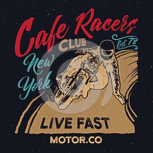 New york cafe racers club.Motorcycle cafe racer poster.
