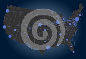 New York centered USA map