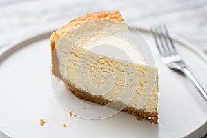 New York Cheesecake Slice On Plate