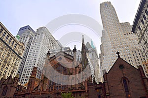New York Church and scrapers
