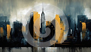 New york city abstract yellow ai generated high quality illustration