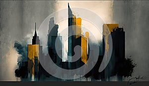New york city abstract yellow ai generated high quality illustration