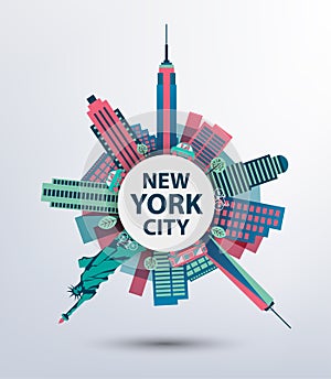 New York city architecture retro vector