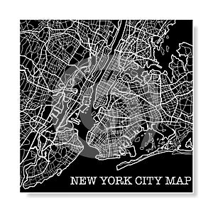 New York City black map