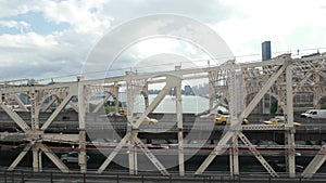New york city bridge and skyline aerial view