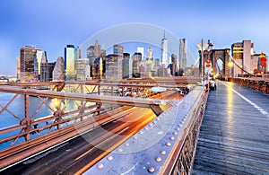 New York City with brooklyn bridge, Lower Manhattan, USA