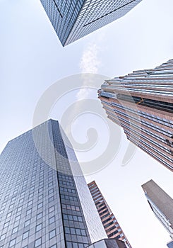 New York City buildings upward view from street