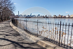 New York City, Central Park with Jacqueline Kennedy Onassis Reservoir.