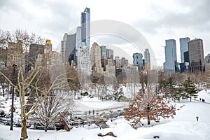 New York City Central Park in snow winter
