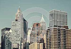 New York City cityscape, color toning applied, USA