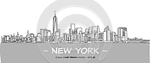 New York City Clean Hand Drawn Vector Illustration