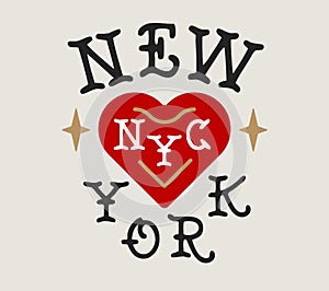 New york city colored retro label. Vector isolated city of New York concept. NYC New York lettering design.