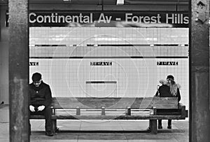 New York City Commuters on Subway Platform Commuting on MTA Train NYC Urban Life