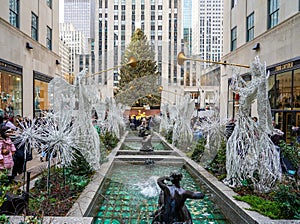 Angel Christmas Decorations and Christmas Tree at the Rockefeller Center in Midtown Manhattan