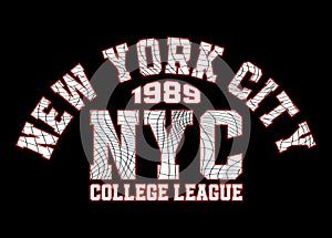 New York City design typography, Grunge background vector design text illustration, sign, t shirt graphics, print