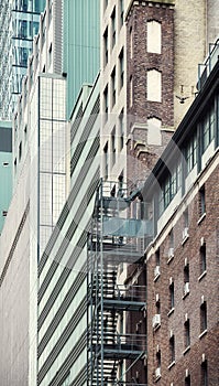 New York City diverse architecture, color toning applied, USA