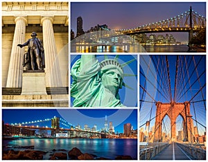 New York City famous landmarks picture collage