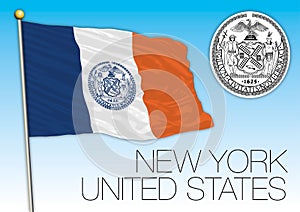New York city flag and seal, United States