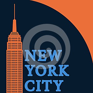 New York City graphic with skyscraper. NYC T-shirt typography, print, banner or poster. Vector illustration
