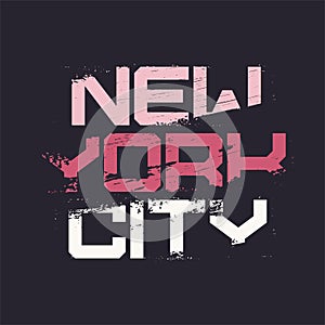 New York City grunge stylized graphic t-shirt vector design