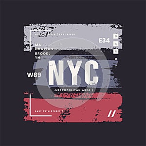 New York City grunge stylized graphic t-shirt vector design