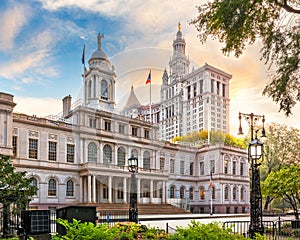 New York City Hall at City Hall Park in the Civic Center