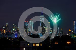 NEW YORK CITY - JUL 4: Fireworks over Manhattan seen from Brooklyn