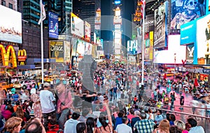 NEW YORK CITY - JUNE 12, 2013: Night view of Times Square lights