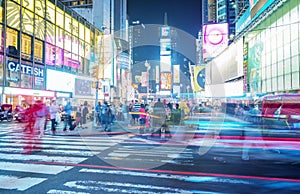 NEW YORK CITY - JUNE 12, 2013: Night view of Times Square lights