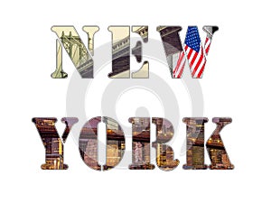 New York City letters - photo collage of famous locations of New York