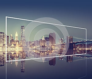 New York City Lights Scenic Bridge View Concept