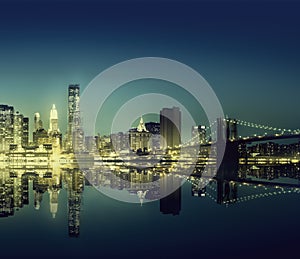 New York City Lights Scenic Bridge View Concept