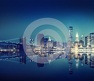 New York City Lights Scenic Bridge View Concept