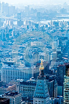 New York City Manh attan midtown aerial panorama view with skyscr photo