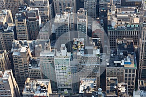 New York City Manhattan aerial roof tops view with skyscrapers