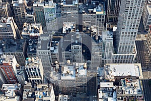 New York City Manhattan aerial view with buildings roof tops